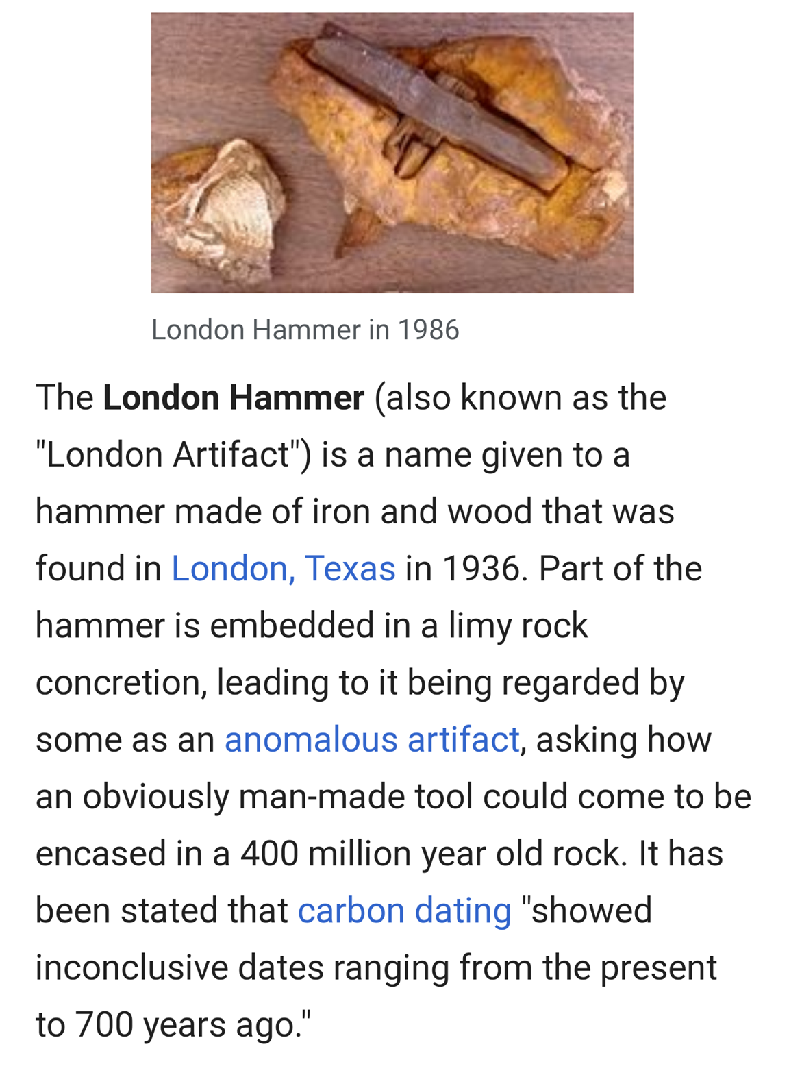 Carbon dating hammer